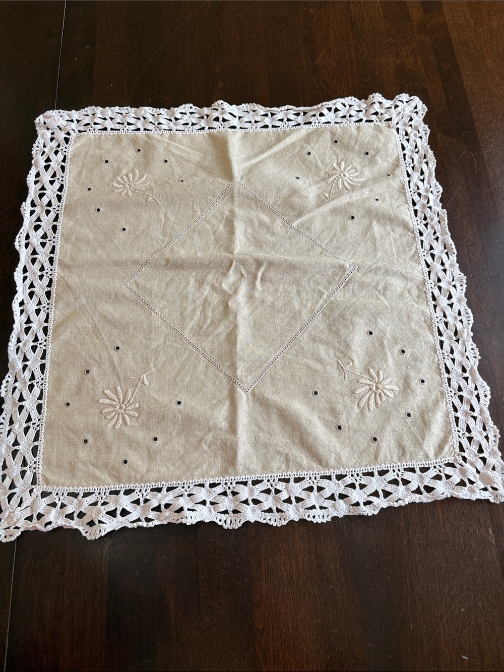 Handcrafted White Crochet Lace Doily Table Accent